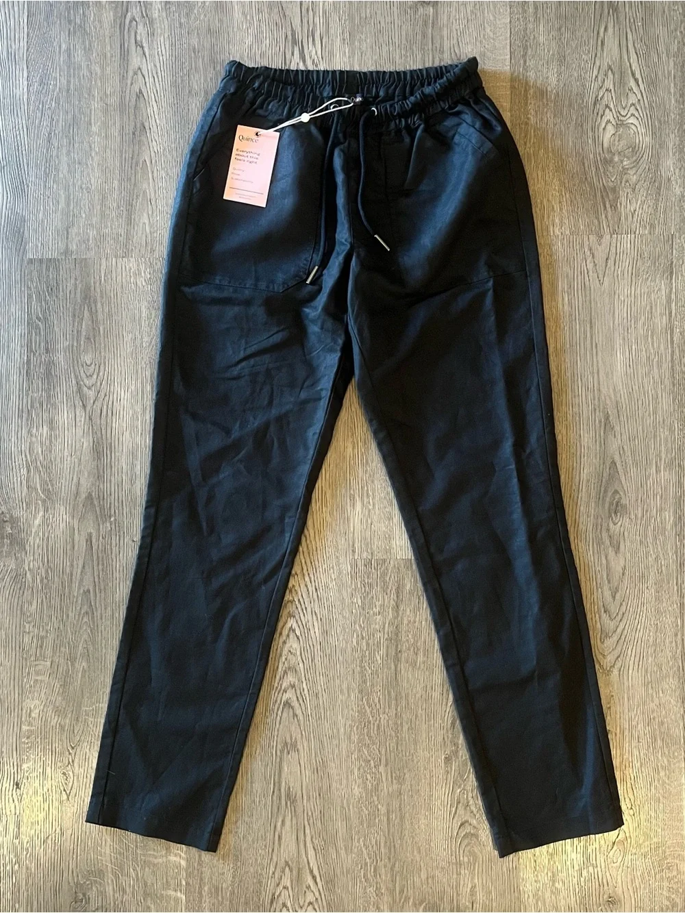 NWT Quince Cotton Linen Twill Straight Leg Pants Black